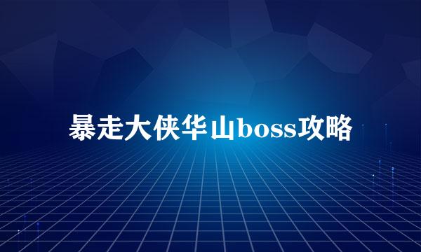 暴走大侠华山boss攻略