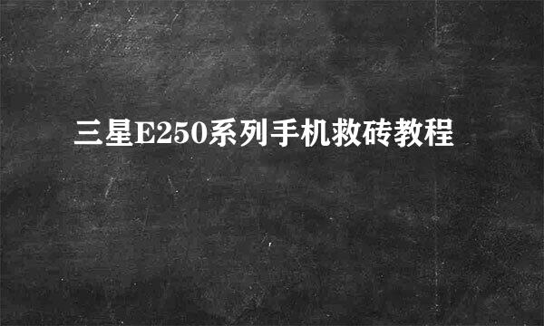 三星E250系列手机救砖教程