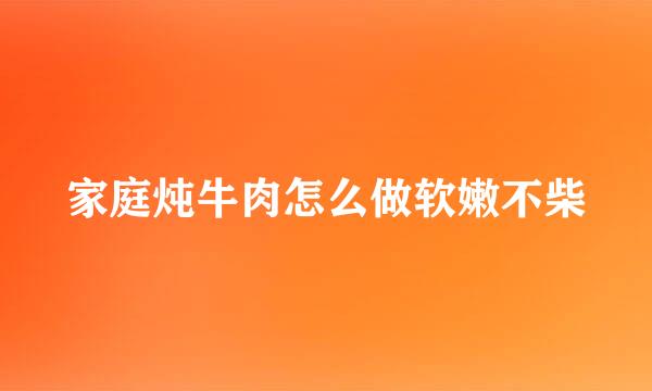 家庭炖牛肉怎么做软嫩不柴
