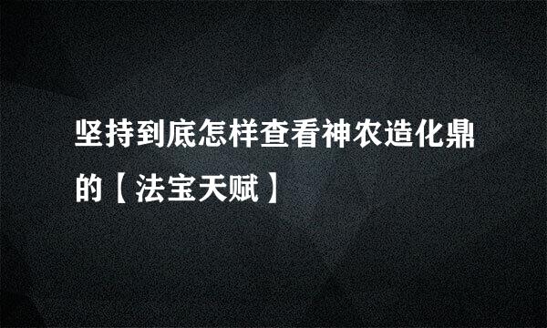 坚持到底怎样查看神农造化鼎的【法宝天赋】