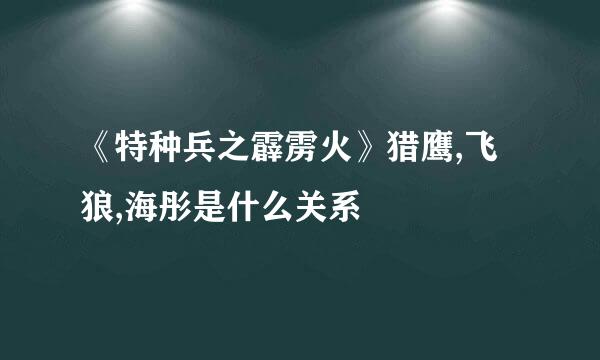 《特种兵之霹雳火》猎鹰,飞狼,海彤是什么关系