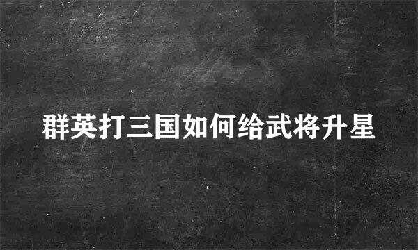 群英打三国如何给武将升星