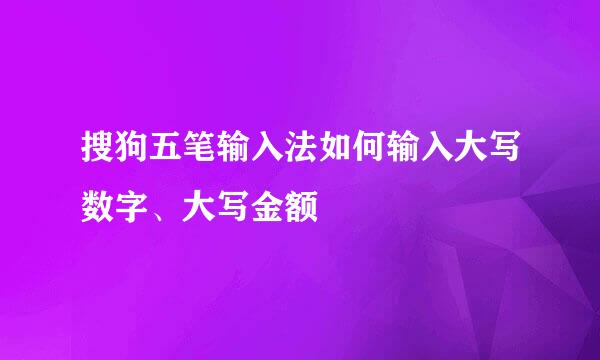 搜狗五笔输入法如何输入大写数字、大写金额