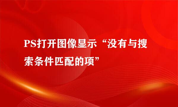 PS打开图像显示“没有与搜索条件匹配的项”