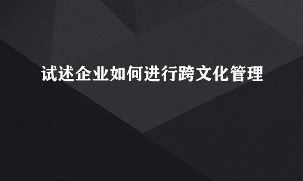 试述企业如何进行跨文化管理