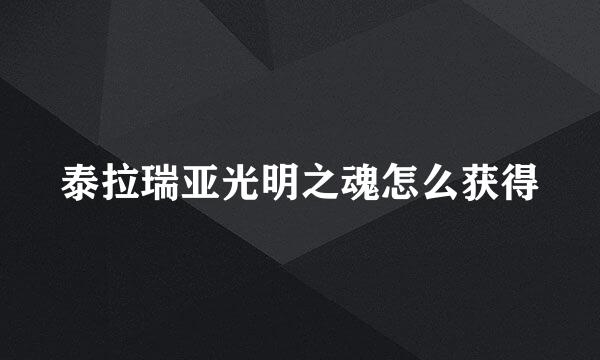 泰拉瑞亚光明之魂怎么获得
