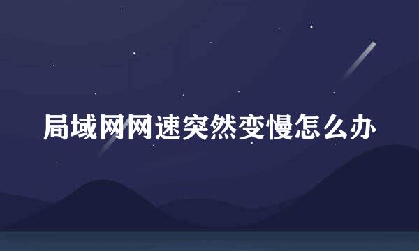 局域网网速突然变慢怎么办