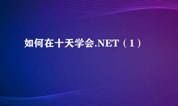 如何在十天学会.NET（1）