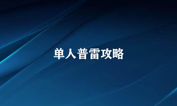 单人普雷攻略