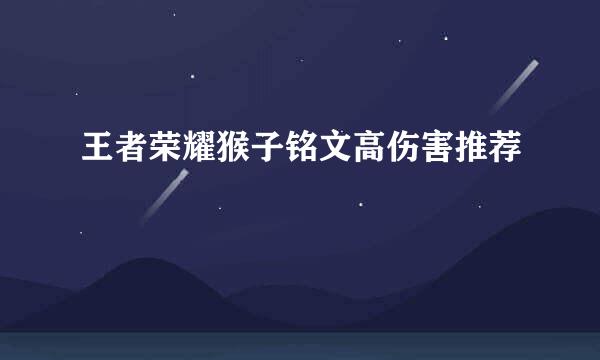王者荣耀猴子铭文高伤害推荐