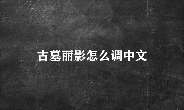 古墓丽影怎么调中文
