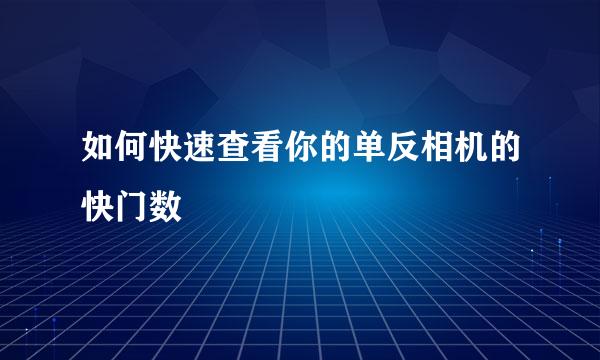 如何快速查看你的单反相机的快门数