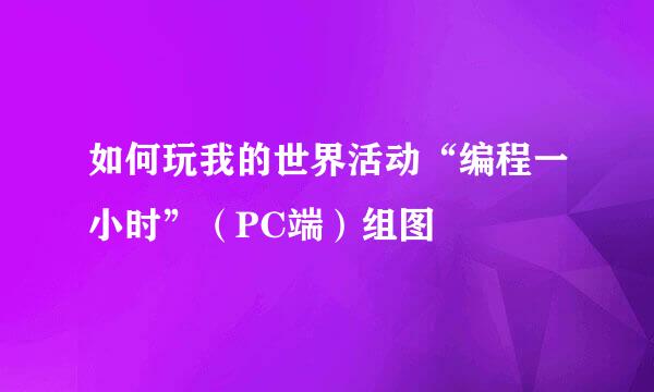 如何玩我的世界活动“编程一小时”（PC端）组图