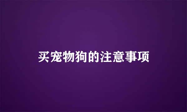买宠物狗的注意事项