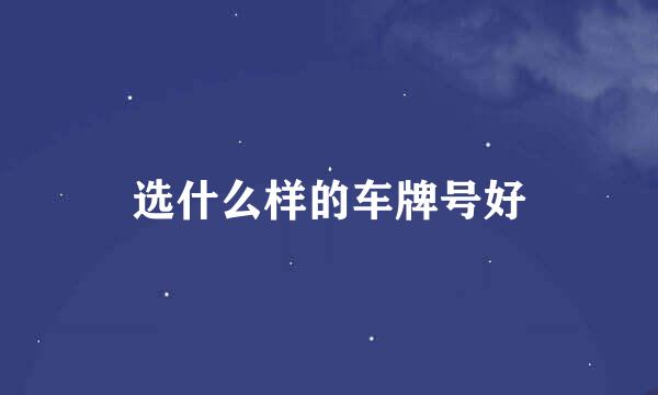 选什么样的车牌号好