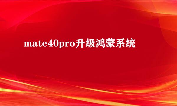 mate40pro升级鸿蒙系统