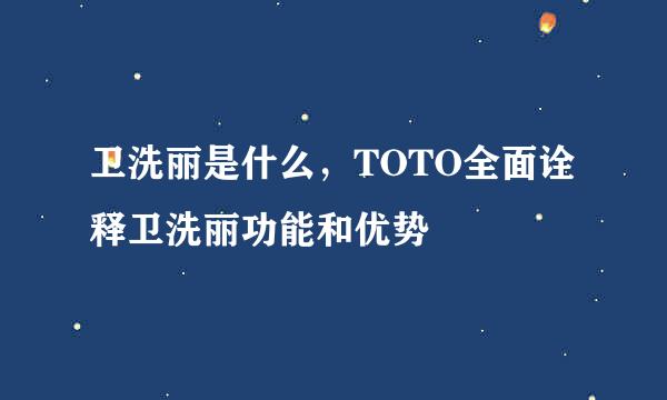卫洗丽是什么，TOTO全面诠释卫洗丽功能和优势