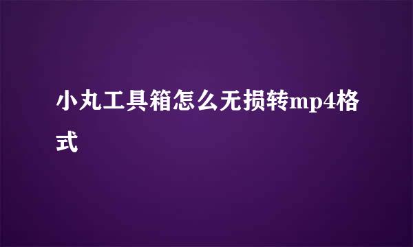 小丸工具箱怎么无损转mp4格式