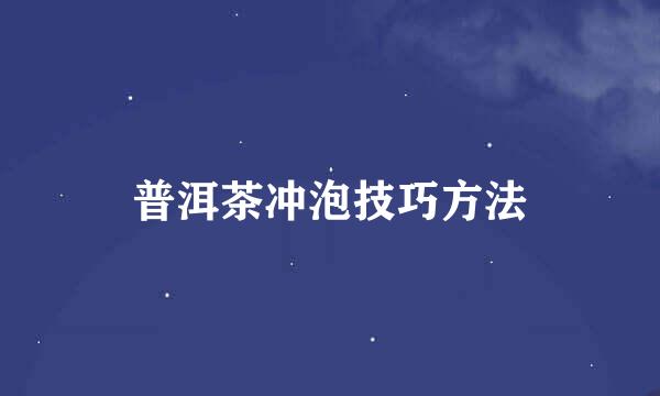 普洱茶冲泡技巧方法