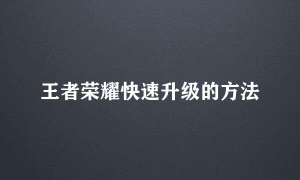 王者荣耀快速升级的方法