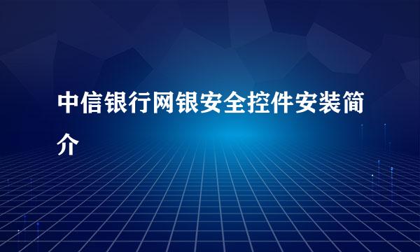中信银行网银安全控件安装简介