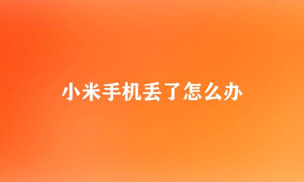 小米手机丢了怎么办