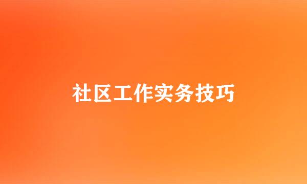 社区工作实务技巧