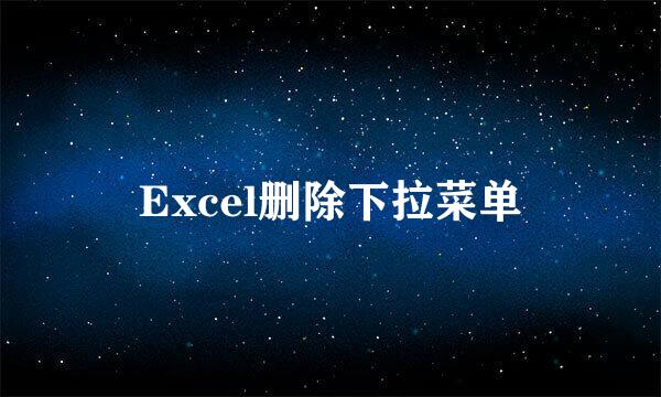 Excel删除下拉菜单