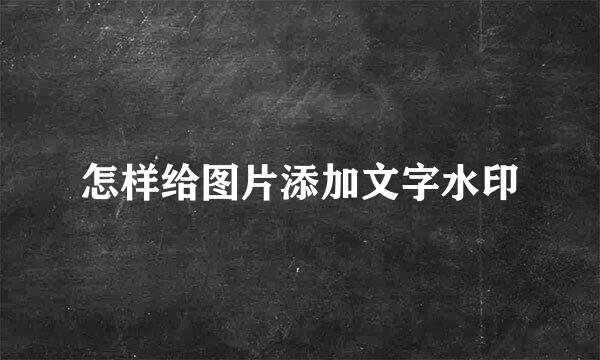 怎样给图片添加文字水印