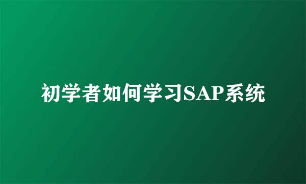 初学者如何学习SAP系统