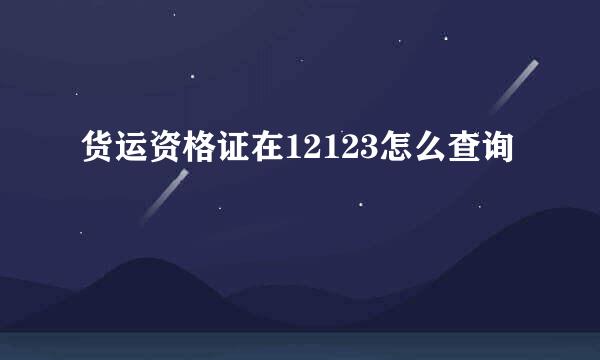 货运资格证在12123怎么查询