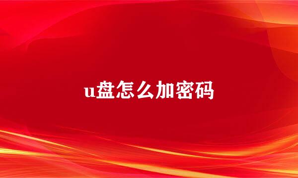 u盘怎么加密码