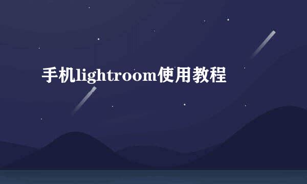 手机lightroom使用教程