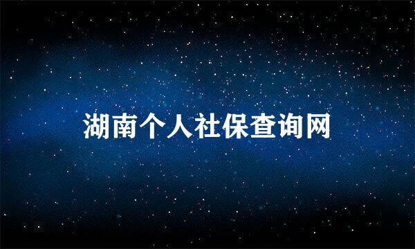 湖南个人社保查询网