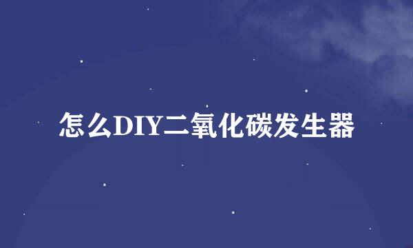 怎么DIY二氧化碳发生器