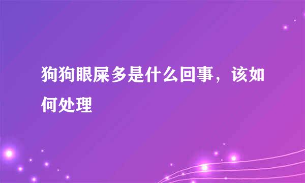 狗狗眼屎多是什么回事，该如何处理