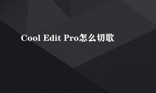 Cool Edit Pro怎么切歌