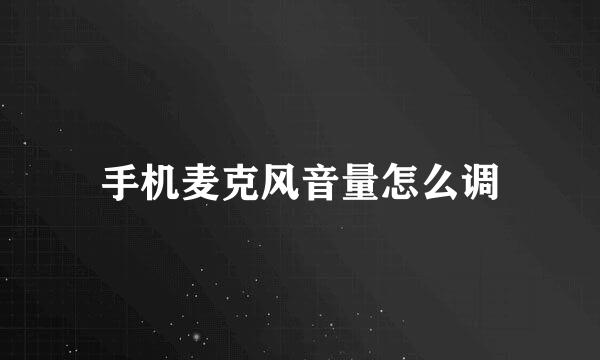 手机麦克风音量怎么调