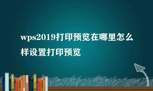 wps2019打印预览在哪里怎么样设置打印预览