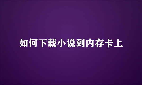 如何下载小说到内存卡上
