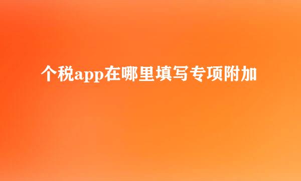 个税app在哪里填写专项附加
