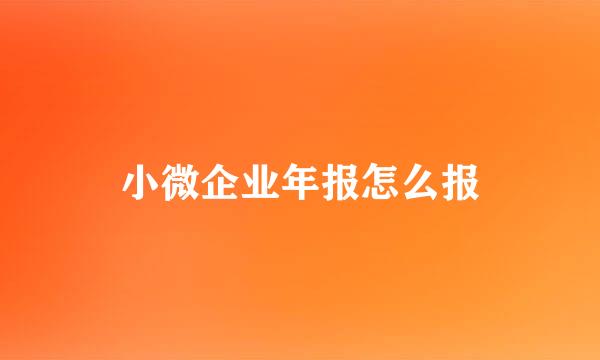 小微企业年报怎么报