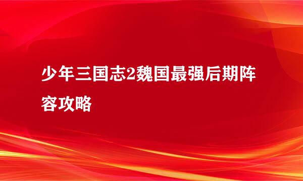 少年三国志2魏国最强后期阵容攻略