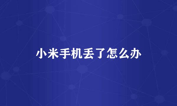 小米手机丢了怎么办