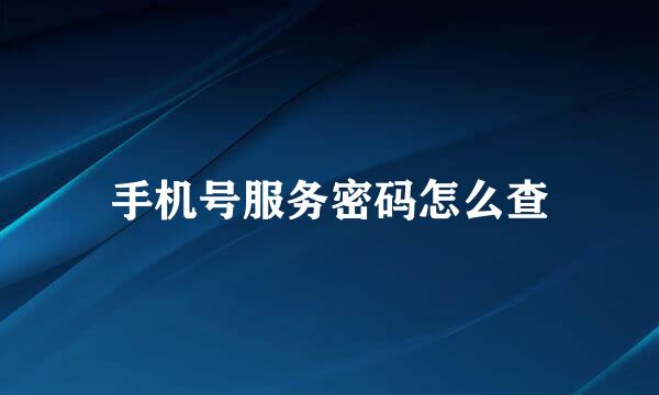 手机号服务密码怎么查