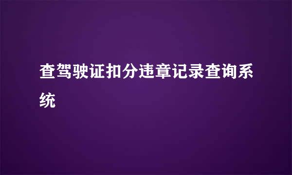 查驾驶证扣分违章记录查询系统