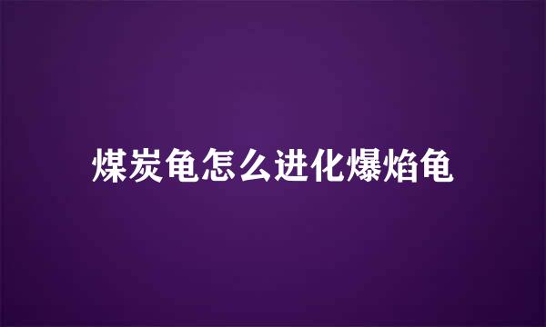 煤炭龟怎么进化爆焰龟