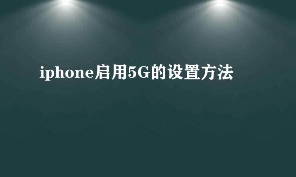 iphone启用5G的设置方法