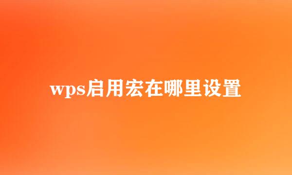 wps启用宏在哪里设置