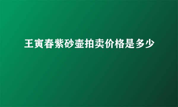王寅春紫砂壶拍卖价格是多少